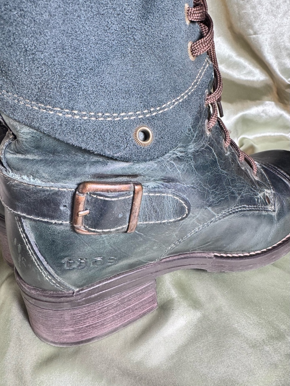Taos Crave Teal Leather Lace Up Ankle Combat Boots CRV-55141 Women’s 8-8.5 38 - Picture 5 of 12
